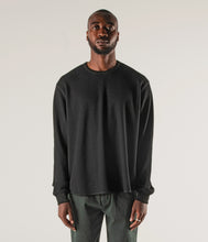 Load image into Gallery viewer, Former - AG Waffle Long Sleeve Shirt in Black